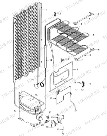 Взрыв-схема холодильника Tricity Bendix CPD83W - Схема узла Cooling system 017